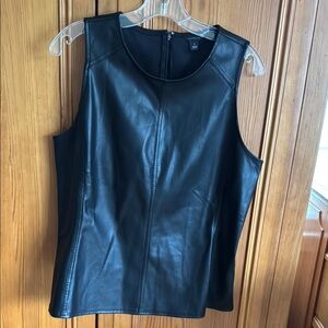 Ann Taylor Faux Black Sleeveless Leather Top